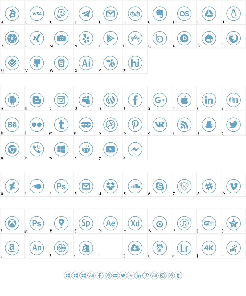 social media Font Character